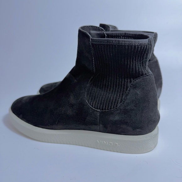 Vince black boots Women's 7.5 shoes Ilona Pull-On High-Top Sneakers - Picture 4 of 13